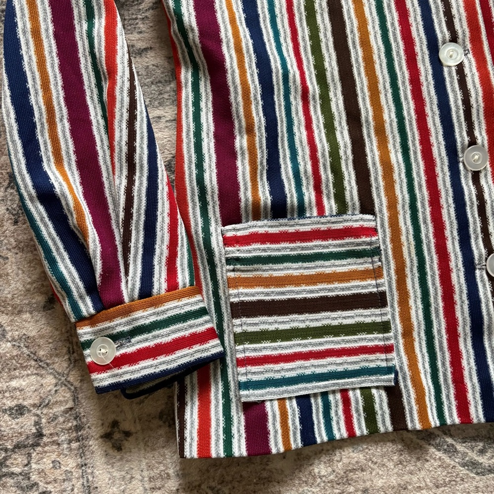 Vintage 70s striped long sleeve shirt size M multi color - Picture 2 of 10